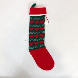 Vintage Kurt Adler Red and Green Holiday Decor Stocking Hearts 1984